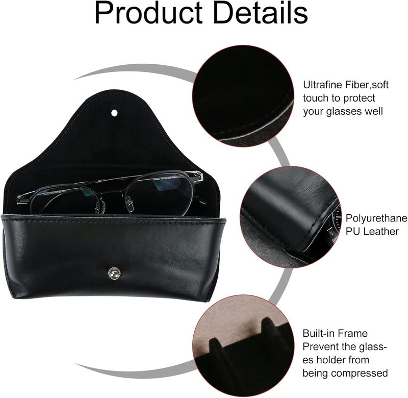 LogHog Portable Leather Glasses Case,Flexible Sunglasses Pouch Slim Case for Women Men Horizontal Eyeglass Case - Image 2